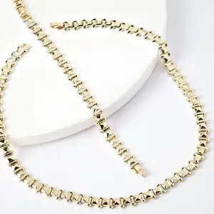 Modern Chain & Bracelet Set 14K Gold Laminated for Stylish Everyday Wear