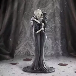 Emotional Support Grim Reaper Figurine, Halloween Skull Couple Ornament, Spooky Decorative Statue, Collectible, Unique Theme, Perfect Gift for Gothic Lovers