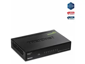TRENDnet 8-Port Gigabit GREENnet Switch, Ethernet Network Switch, 8 x 10-100-1000 Mbps Gigabit Ethernet Ports, 16 Gbps Switching Capacity, Metal, Lifetime Protection, Black, TEG-S82G