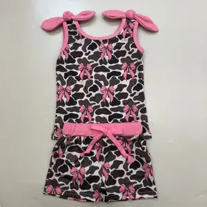 Girl Summer Outfit Bow Toddler Summer Clothing Set