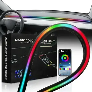 Smart LED Car Lights Interior with USB Port, LED Strip Fiber Optic Ambient Lighting Car, Wireless App Control, Sync to Music, Car Decorations Interior Accessories Gifts for Women Men led  car  ambient  light Multicolor LED Rock Light Kit