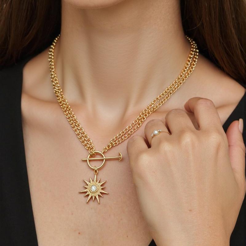 Gold Sun Pendant Necklace for Women, Elegant Dainty Chain Jewelry, Perfect Gift for Her