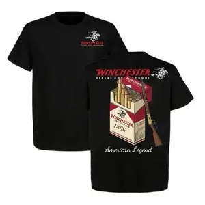Winchester Men's T-Shirt, American Legend, 1866 AmmoBox Graphic, Lever Action Rifle Print, Vintage HuntingApparel, Gun Enthusiast Gift, Cotton Short Sleeve, CowboyWestern Style tees quarter zip men lemon demon clothes gorlock destroyer tshirt