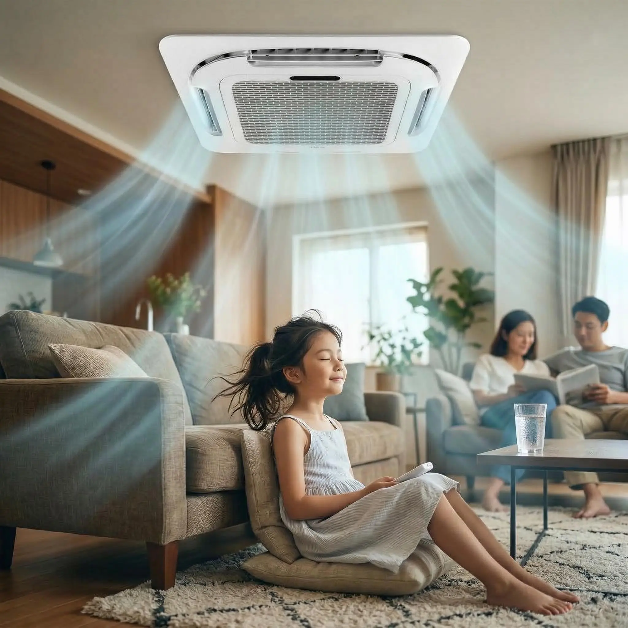 24000BTU Ceiling Cassette Mini Split AC & Heat Pump,22.5 SEER2 Ductless Inverter AC Units Cooling&Heating Ceiling Air Conditioner,8-way 360° Airflow, WiFi&Remote Control& 25FT Installation Kits,230V