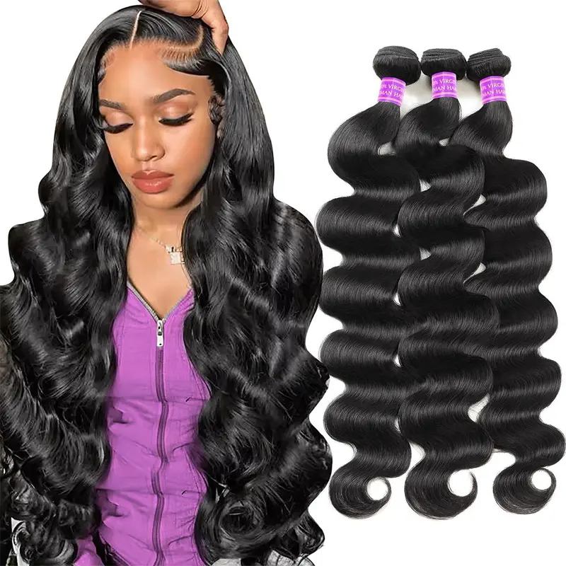 AMA Brazilian Remy Hair Extensions - Body Wave/Straight Bundles, Quick Weaves, 1/3/4 PCS, 12-30 Inch, Rich Texture, Combs Easily, Less Tangle, #Summervibes, Body Wave Bundles, Brazilian Remy, Rich Texture