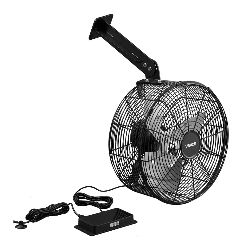 VEVOR 12 in Sturdy Aluminum Greenhouse Air Circulation Fan, 1800 CFM 70W Powerful Electric Air Circulator, 10 Speeds, 3 Switchable Modes, LCD Control, Adjustable Ceiling Wall Mount, Fast Ventilation for Greenhouse, Patio, Automatic
