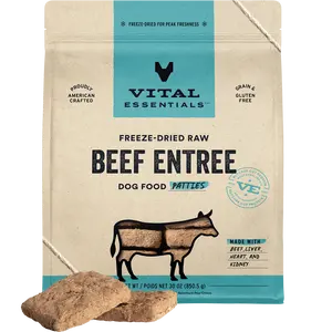 Vital Essentials Beef Patties Entree Meal or Mixer Freeze-Dried Raw Dog Food, 30-oz bag