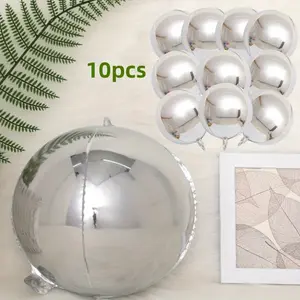 10pcs 22 Inch Aluminum Foil Balloons Decoration Wedding Party Balloon Three-dimensional Metal Ball Bright Surface Balloon Birthday Valentine's Day Christmas Decoration