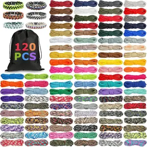 120 count Paracord 550 10  Multifunction Paracord Rope Parachute Cord with Drawstring Bag for Making Craft Lanyard Bracelets     Outdoor Camping