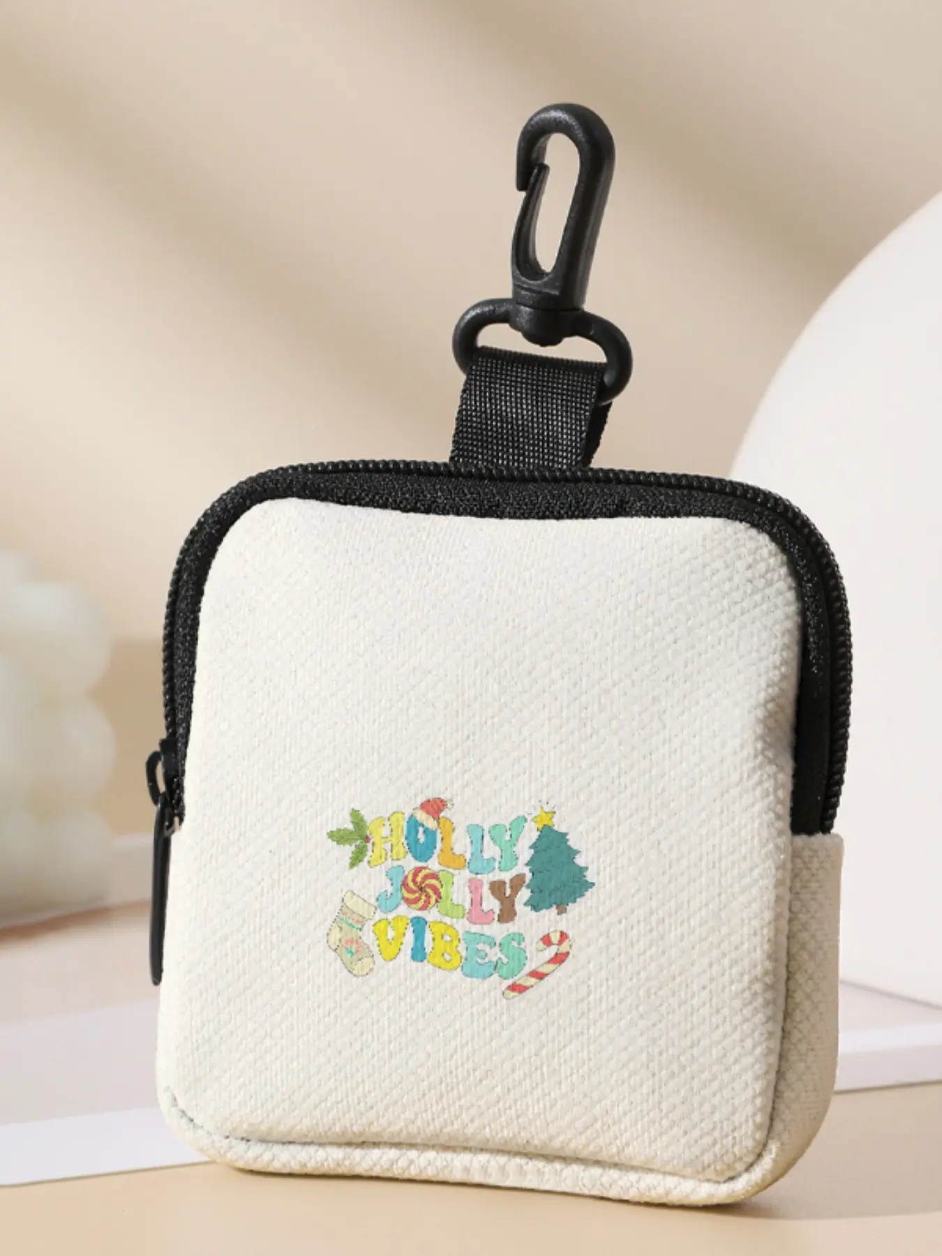 Christmas Pattern Printed Coin Wallet, Multifunctional Storage Bag, Durable Polyester, Digital Printing, Key Card Holder, Ideal Gift