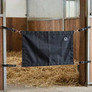 Horses Stall Guard with Adjustable Straps and Sturdy Spring Hooks (Black)