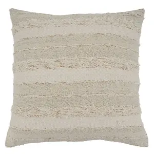 Saro Lifestyle Fringe Stripe  Decorative Pillow Cover, Ivory, 22" x 22"
