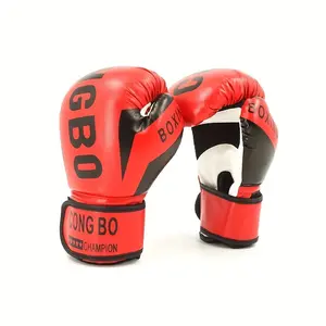 1 High-End Breathable Durable Boxing Gloves| Designed for Boxing Training and Fitness, Polyester Fiber, and Red, Knit Fabric