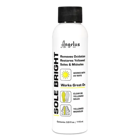 Angelus Sole Bright 3.9 oz Shoe Cleaner Cream Bottle - Footwear Cleaning & Care Liquid, Removes Oxidation & Yellowing, Restores Gloss & Original Look for Sneakers' Yellowed Rubber Midsoles