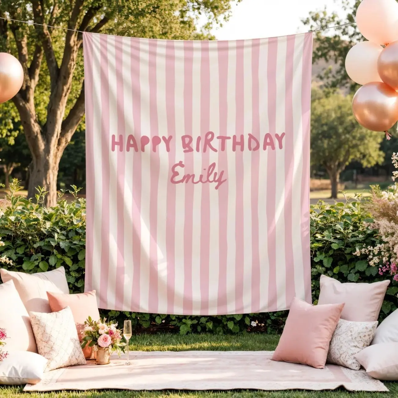 Happy Birthday Banner Personalized 1st Birthday Party Backdrop