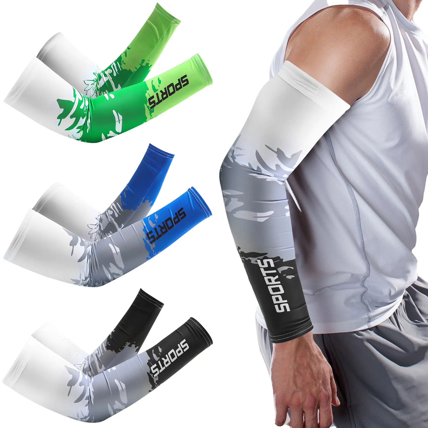 Unisex Anti-UV Ice Silk Arm Sleeve Covers - High Elastic, Secure Fit, Anti-Slip, Sunproof Breathable Protective Gear for Cycling, Running, Outdoor Sports, Arm Sleeve Cover, Anti-Uv Ice Silk Protective Gear