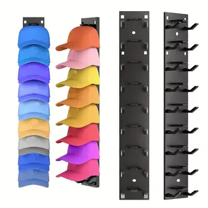 Wall-mounted hat rack, Hat holder hanger, for home use, storage behind doors, a space-saving solution for hanging hats, strong adhesive, multi-tiered hat storage rack, plastic display stand, suitable for wardrobe doors and bedrooms
