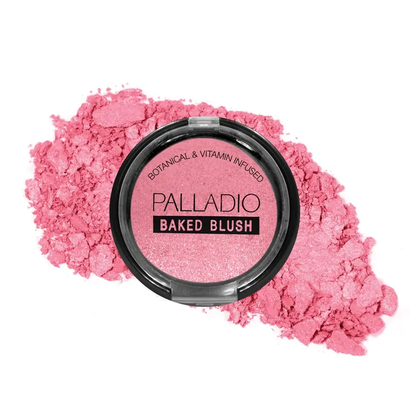 Palladio Baked Ginseng Pressed Baked Blush - High Pigmentation, Shimmer Finish, Easy-to-Blend, Buildable Tone Blush, Dry-Wet Use, Cruelty-Free, Paraben-Free, EDTA & Botanical & Vitamin Infused Radiance Cosmetic for Adults' All Skin Types Makeup