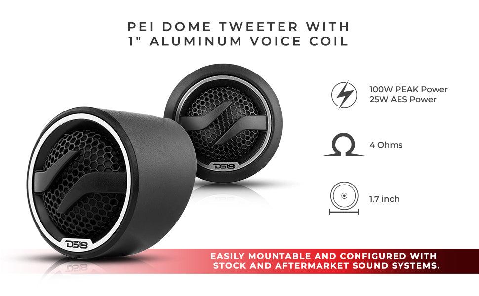 1.7" Dome Neodymium Tweeter 50 Watts 1" Pei 4-Ohm Vc