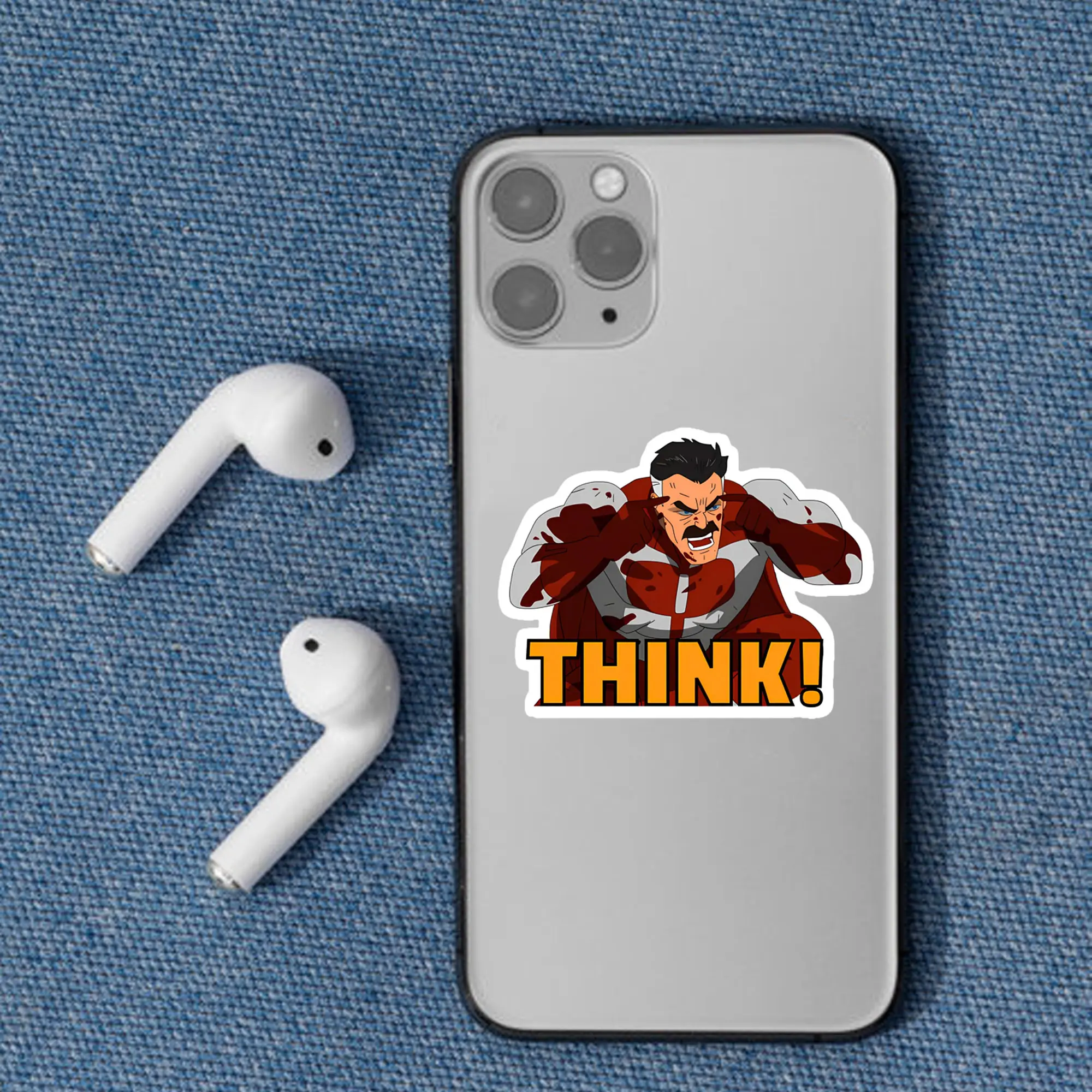 Omni-Man Think Meme Vinyl Sticker, Invincible Brutal Comic Villain Sticker, Decal for Phone Laptop Water Bottle
