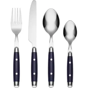 Jubilee Blue 16-Piece Flatware Silverware Set, Service for 4, 18/0 Stainless Steel Knives Spoons Forks, Dishwasher Safe Home Kitchen Utensils