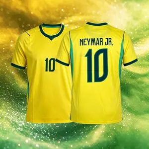 2026 Brazil Home And Away Yellow And Blue 10# Neymar 10# Vini JR 11# Raphinha Short Sleeve Soccer Jersey Fans Version