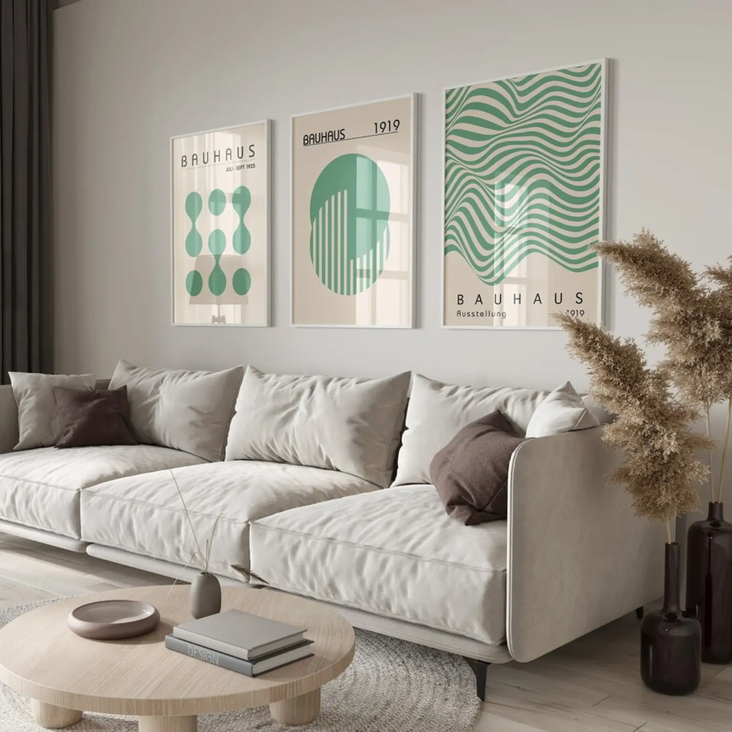 Green Bauhaus Print Set of 3, Mid Century Modern Wall Art,  Bauhaus Print Set, Home Decor