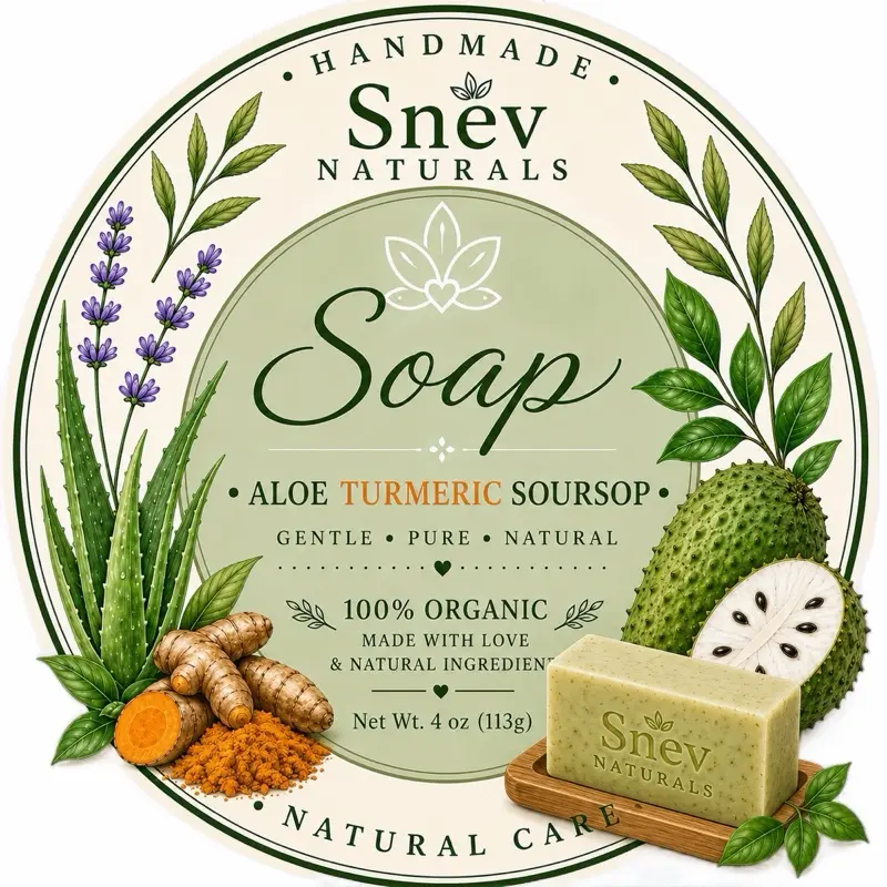 Aloe Turmeric Soursop Cleansing Soap Bars with Tea Tree Oil - Botanical Extracts, Moisturizing Anti-Bacterial Body Cleanser for Daily Bath & Shower Use, Hydrating