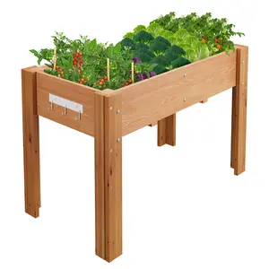 Raised Garden Bed with Legs & Hooks ,Outdoor Elevated Wooden Planter Box for Vegetables Herbs, Non-Woven Liner & Drainage Holes for Backyard Patio