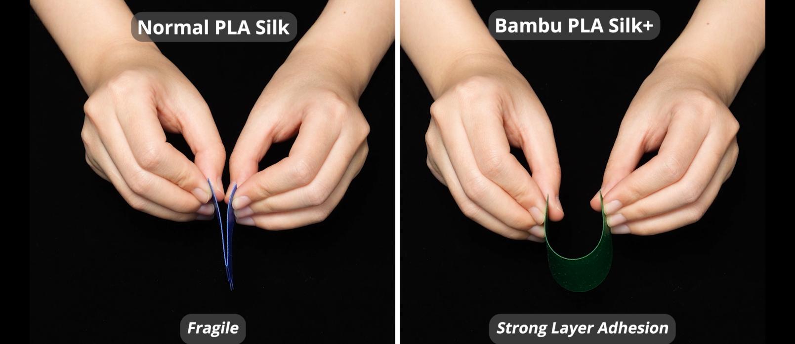 Bambu PLA Silk+, 3D Printing Filaments and Materials, New Filament Arrival! Shiny Like Chrome, Smooth Like Silk, Enhanced Layer Adhesion, A Spectrum of Colors, Effortless Printing, Flawless Results.