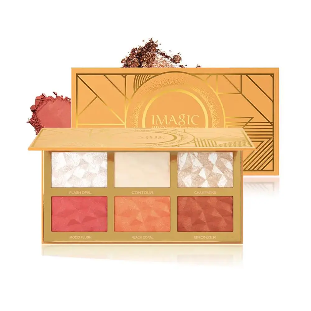IMAGIC 6-Color Highlighter and Blush Contour Palette - Brightening Blush and Shading Contour