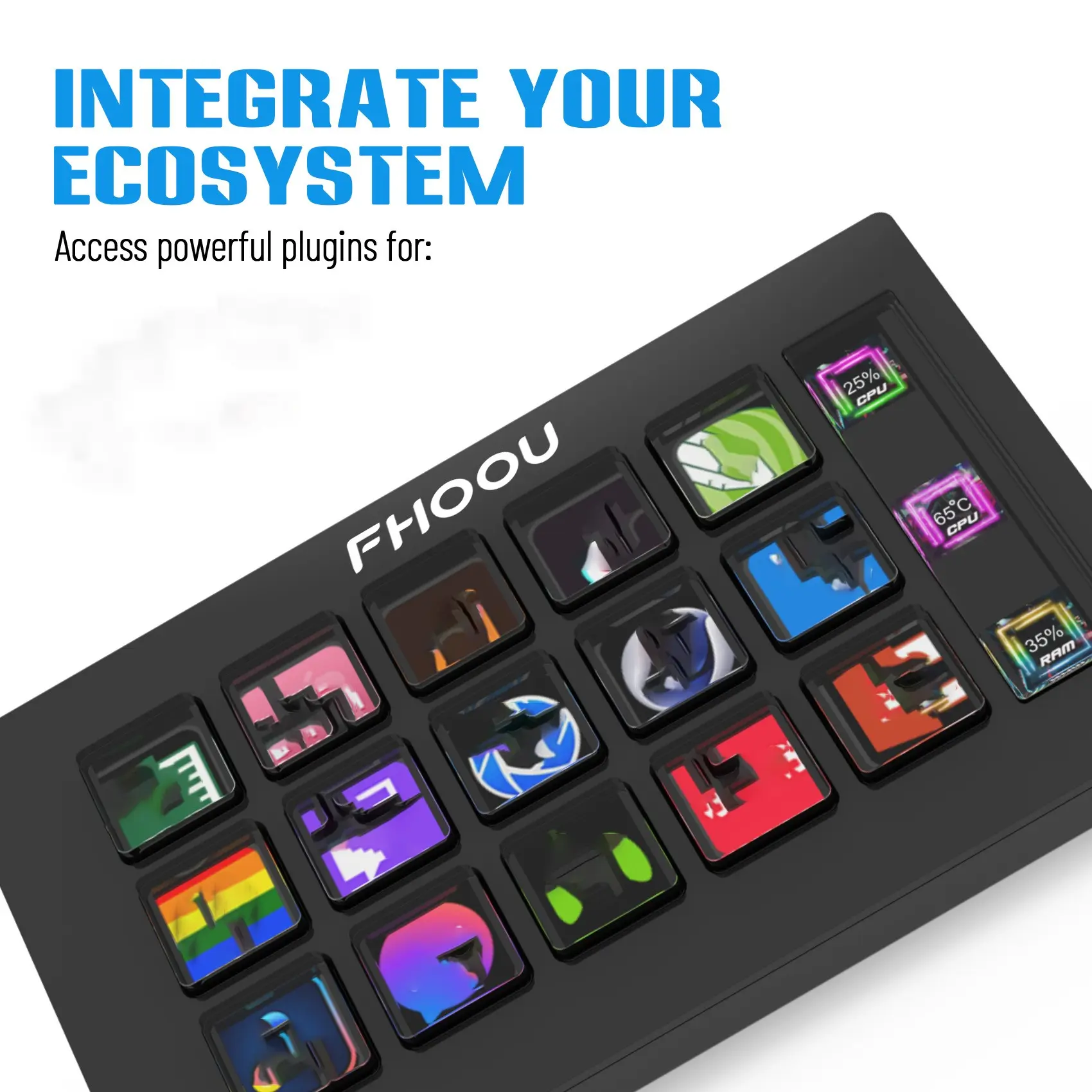 Stream Mini Visual Keyboard, Multifunctional Keyboard, 15-key LCD Button Live Content Creation Controller, Custom Button for Win/MacOS, Peripherals