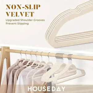 Velvet Hangers, Clothes Hanger With Rose Golden Swivel Hook, Non-Slip, And Space-Saving, 0.2-Inch Thick, 17.1-Inch Long For Coat, Shirt, Dress,Tie, Pants