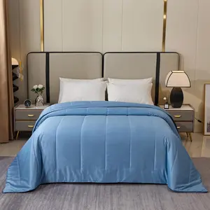 2025 Premium Non-Vacuum Reversible Lightweight Cooling All Season Comforter Quilt - Soft Breathable Fluffy (Sky Blue, Twin)
