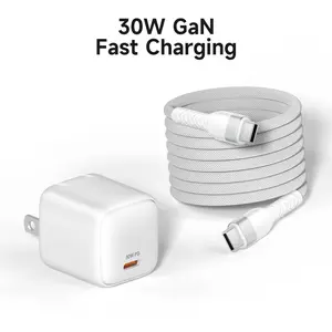 AwwPicks 30W GaN Fast Charging, Magnetic USB C Cable, 30W PD Charger for iPhone, Quick Coiled Type C iPhone Charging Cord, Compatible with iPhone 15, SamSung, Android