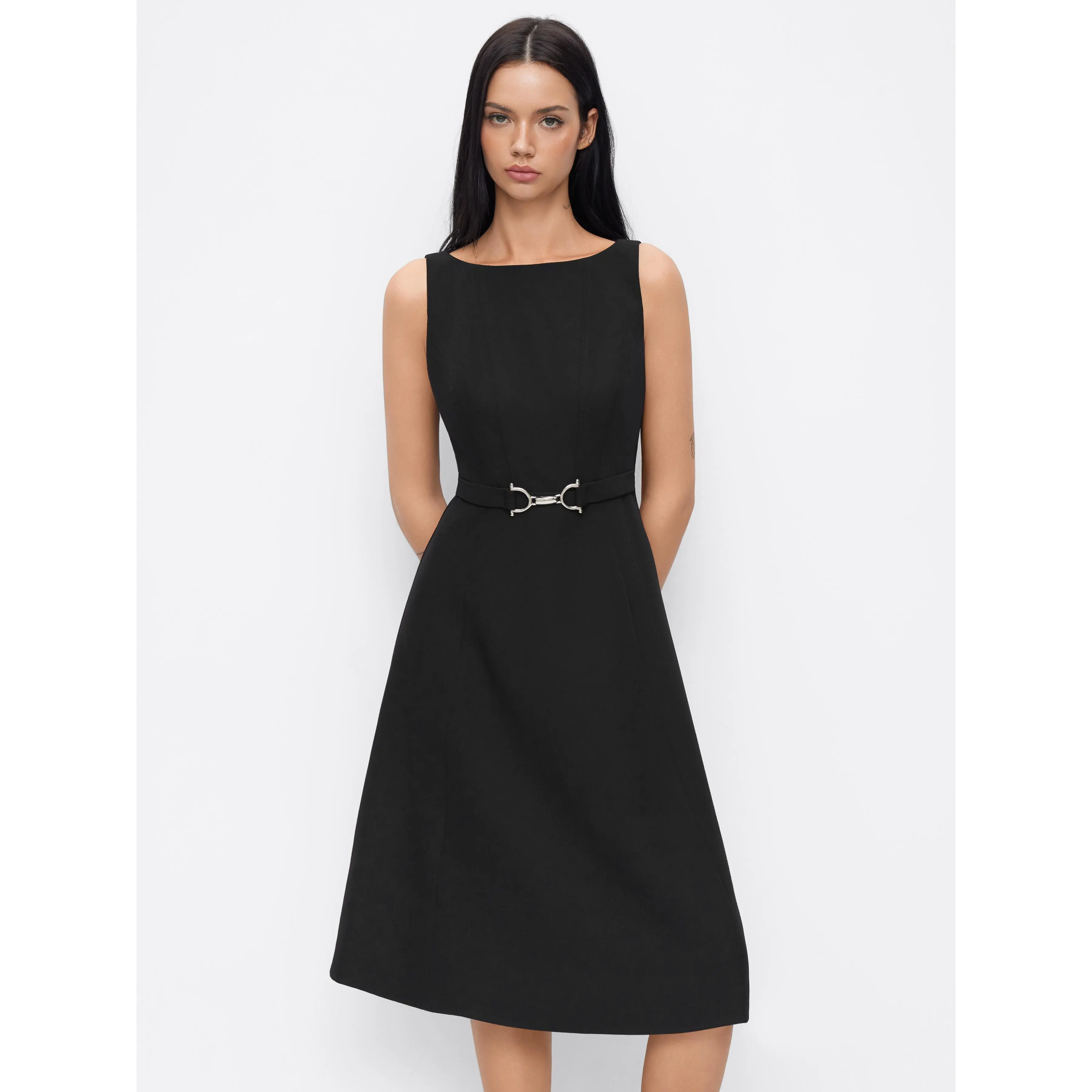 Cider Boat Neck Ruffle A-line Midi Dress With Belt - TikTok Shop Cider Boat Neck Ruffle A-line Midi Dress With Belt - TikTok Shop
