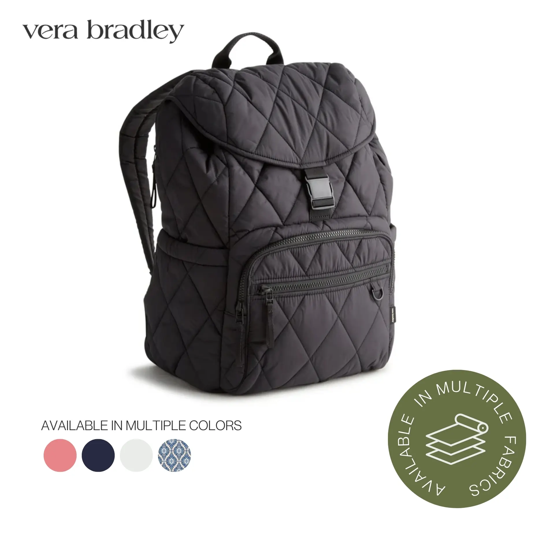Vera Bradley Large Berkhill Backpack | 15" Laptop Travel Backpack in Featherweight & Premium Cotton | Multiple Colors & Prints