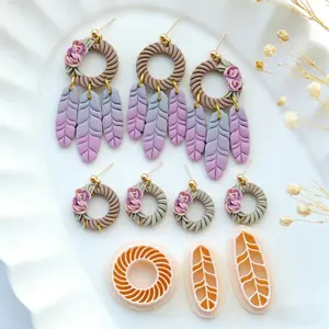 Bohemian Feather Polymer Clay Knife Set, Jewelry Making Kit, DIY Earring Cutting Tool, Craft Supplies for Handmade Accessories