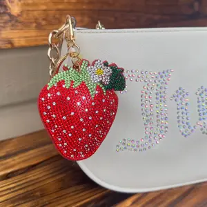 Red strawberry bag charm, strawberry hangbag accessory, strawberry charm, strawberry keychain, strawberry bag accessories, strawberry key holder, strawberry purse charm.