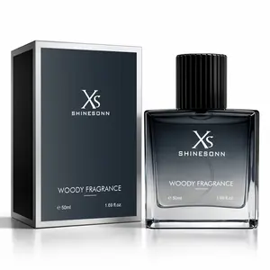 Men's Woody Eau de Toilette (1.69fl oz/50ml) - Bold Bergamot Top, Amber/Rose Heart, Sandalwood Musk Base | Modern Bottle, Ideal Gift for Christmas, Valentine’s Day, Birthdays & Anniversaries
