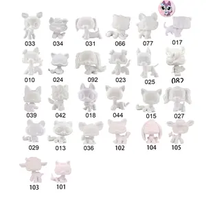 Custom 1 Pcs Mini Pet Shop White Base,Custom DIY Collie Dachshund Great Dane Cocker Spaniel Labby Cat Sitting Cat Husky  White Mold Blank Base Animals Figurine Toys