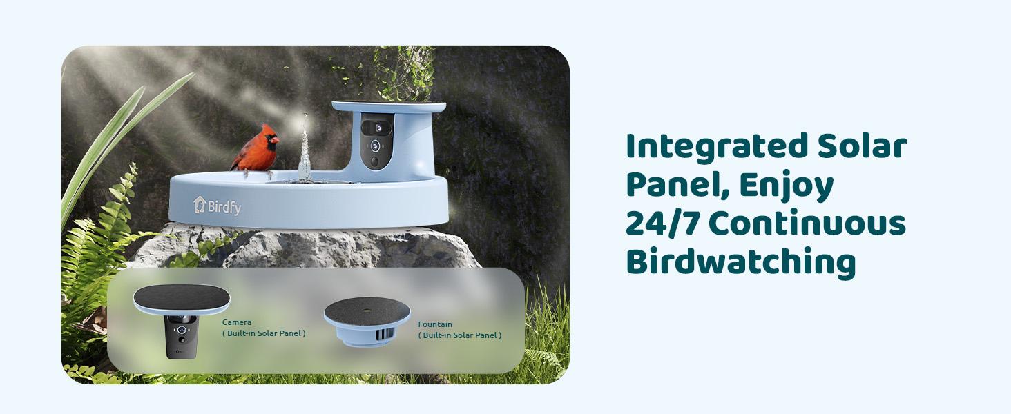 Birdfy Smart Bird Bath with Camera Solar Powered & Fountain, Dual-Lens Camera for Wildbird Watching, Auto Capture Bird Videos & Motion Detection, SummerVibes, Petlovers