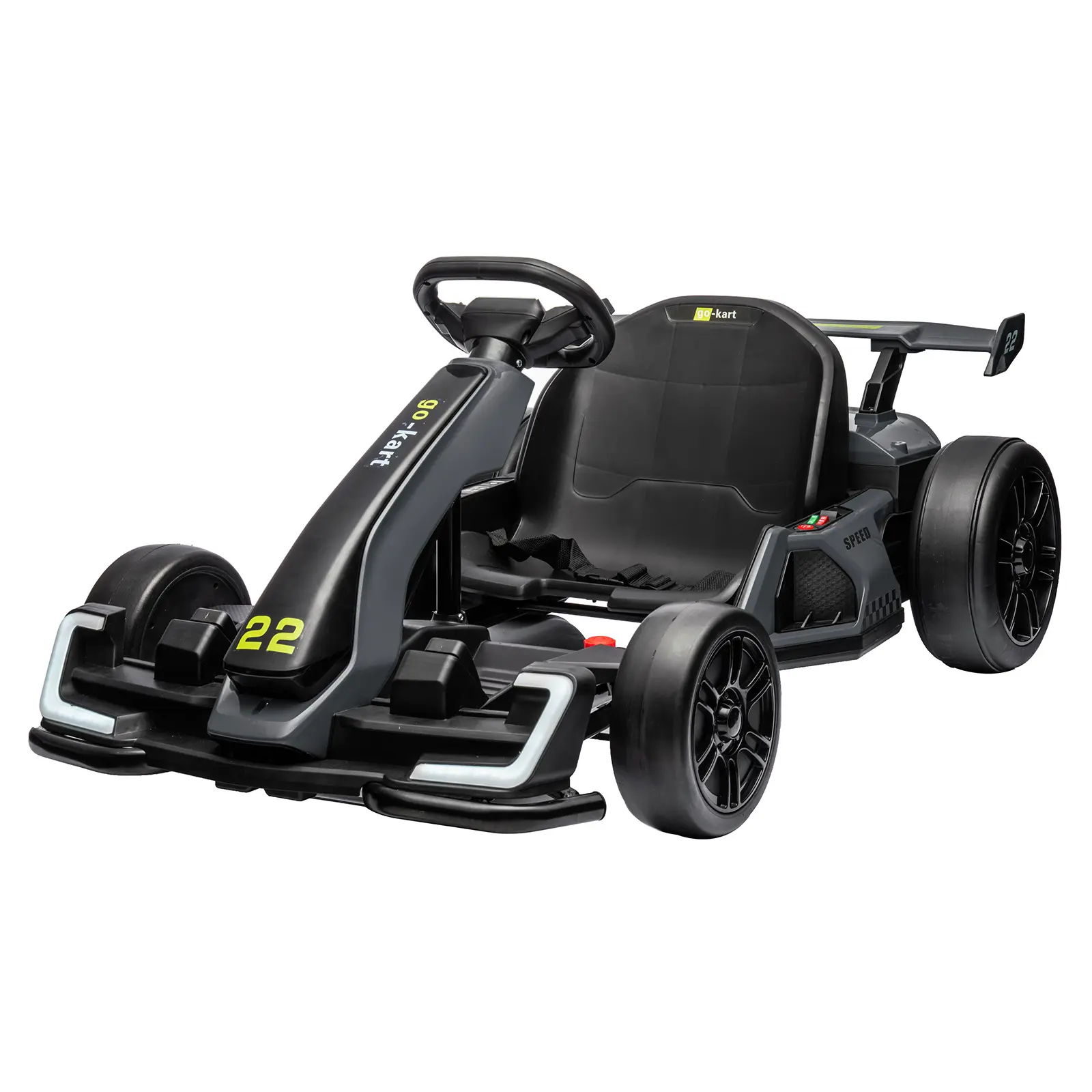 Gaomon 24V Kids Electric Drift Go Kart Ride-On Car with Ride on Wheels - Steel Frame, Adjustable Seat, LED Dashboard Lights, Bluetooth Music Controls, Horn, Gray Steering Wheel, Single-Button Drifting Operation, for 12+ Years Old