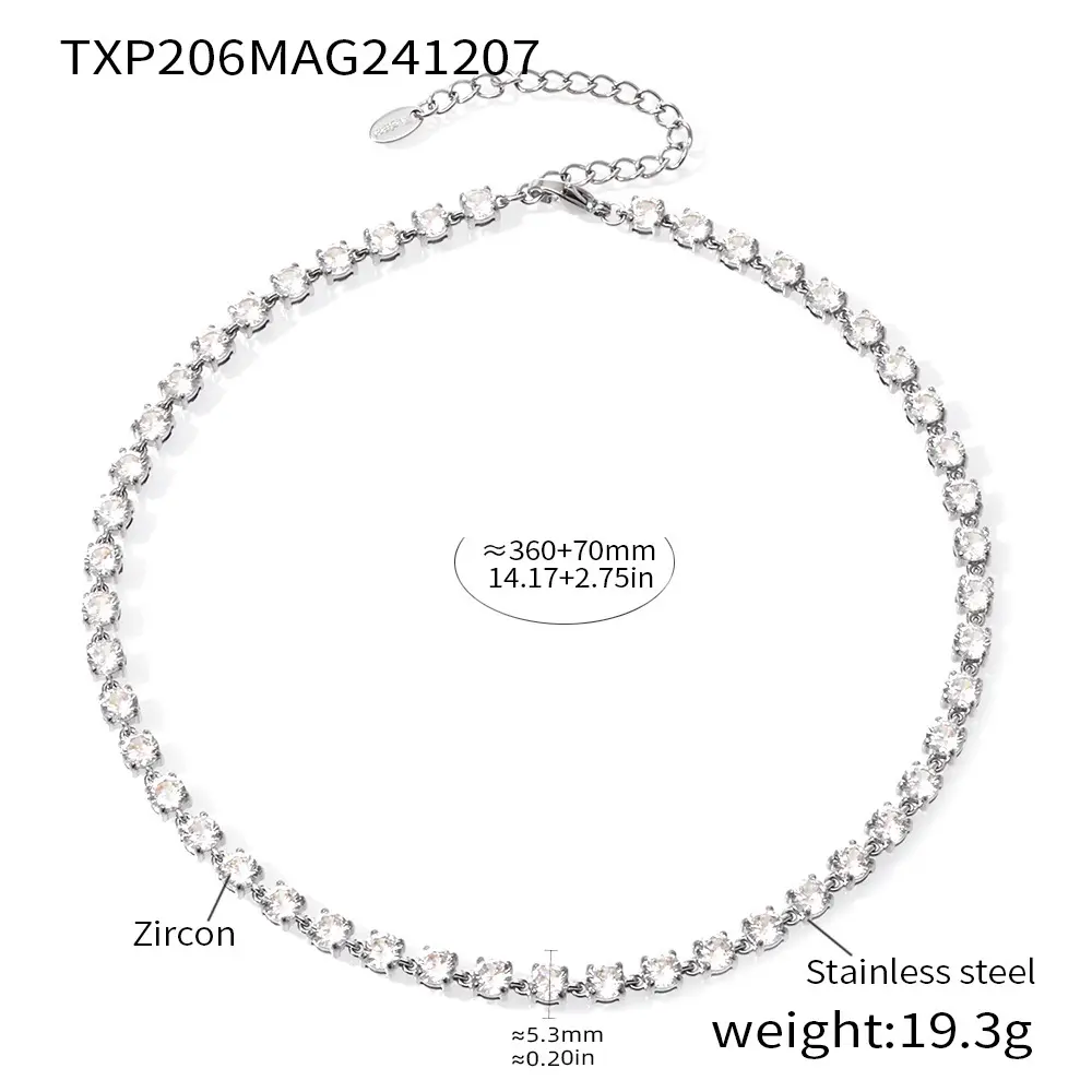 Handmade Prong Setting 5mm Colorful Zircon Shiny Bracelet & Necklace Set, 18K Gold Plated Luxury Jewelry Handmade Prong Setting 5mm Colorful Zircon Shiny Bracelet & Necklace Set, 18K Gold Plated Luxury Jewelry