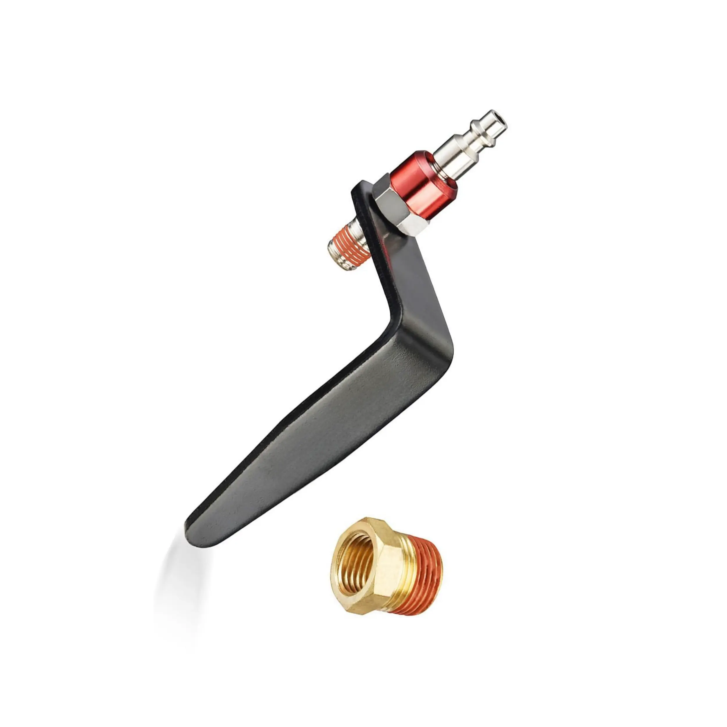Metal Pneumatic Tool Rafter Hook Hanger - Lightweight, Durable, Reusable Organizer with Adjustable Easy-Install Hooks, 1/4" Air Tool Swivel Fitting & 1pack Brass Adapter, for Air Nailer, Framing Nailer, 1-Pack Brass Adapter