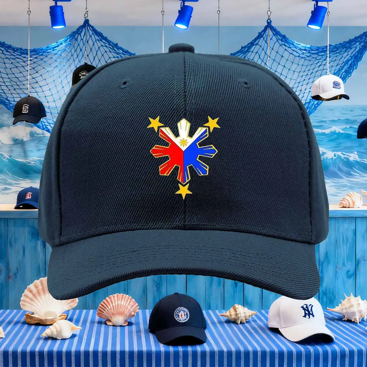 Pinoy Filipino Flag Stars Trucker Hat Baseball Cap Adjustable   Hat Retro Fun Truck Driver Baseball Hat