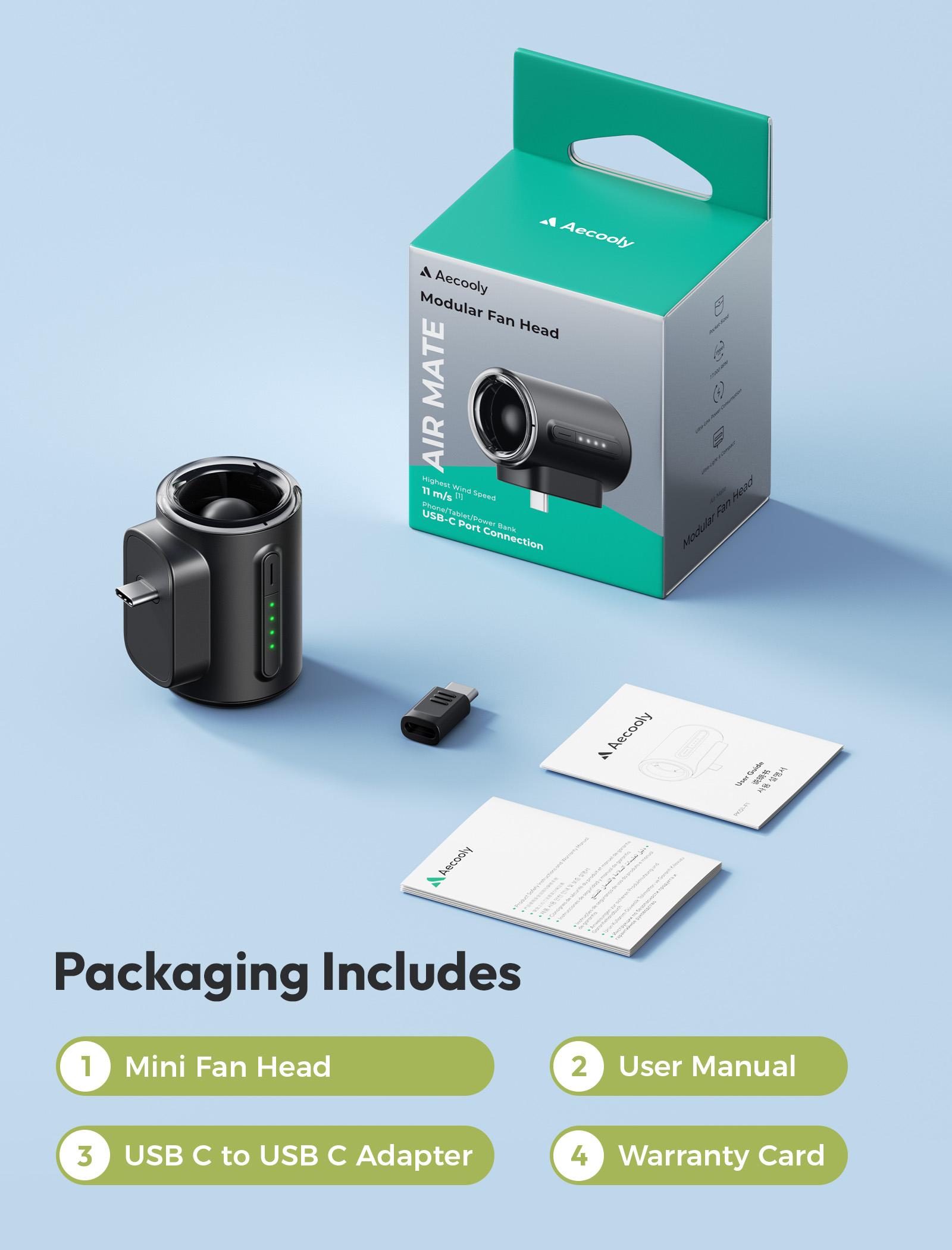 Aecooly Air Mate - Ultra-Powerful Type-C Plug-in Fan, 17,000 RPM High Speed, Compatible with iPhone, iPad, Power Bank & Tablets. Mini Portable Fan with 3 Wind Speeds, Compact & Lightweight Design – Perfect for Summer, Travel & Gifting. Aecooly Air Mate - Ultra-Powerful Type-C Plug-in Fan, 17,000 RPM High Speed, Compatible with iPhone, iPad, Power Bank & Tablets. Mini Portable Fan with 3 Wind Speeds, Compact & Lightweight Design – Perfect for Summer, Travel & Gifting.