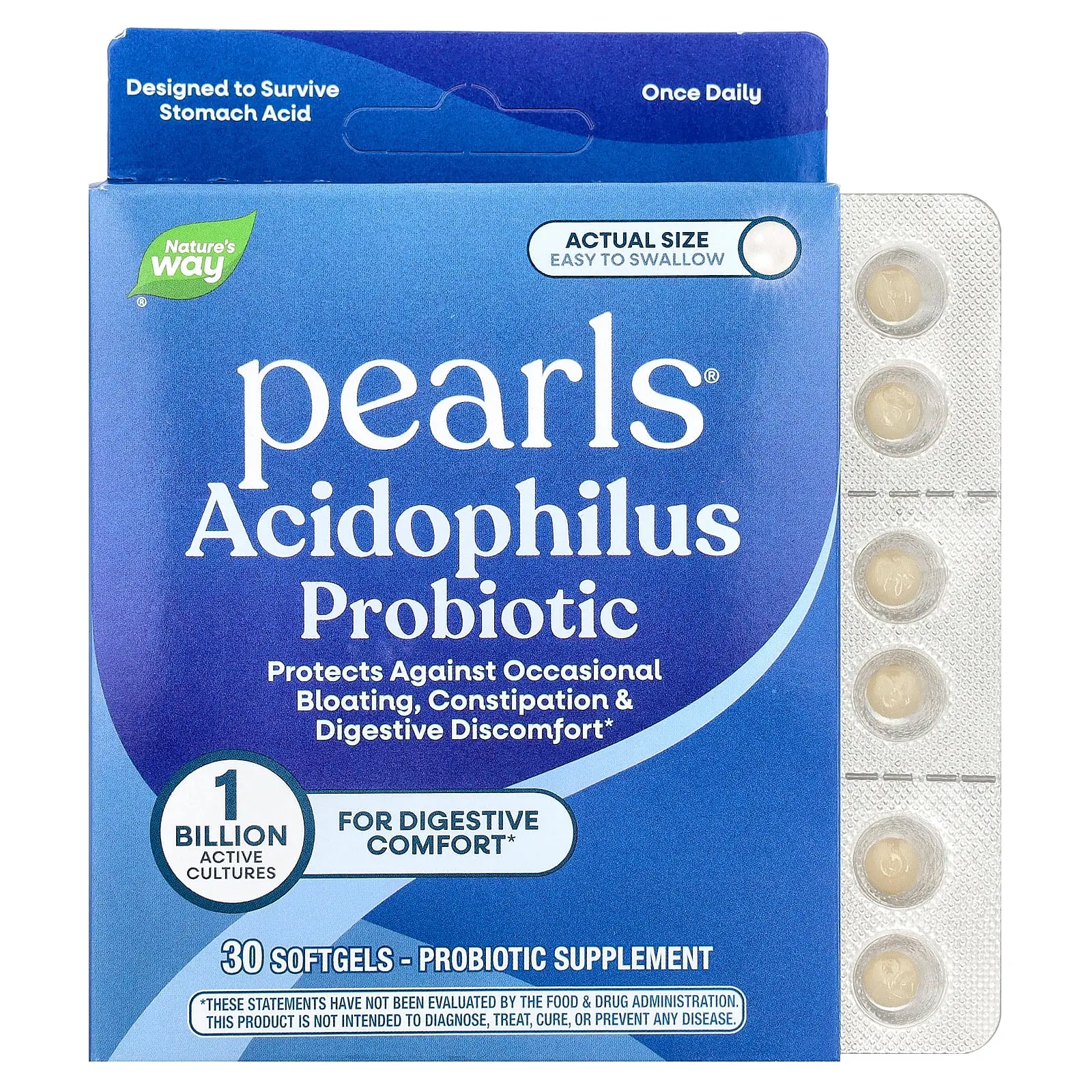 Nature's Way Acidophilus Probiotic Pearls®, 1 Billion CFU, 30 Softgels