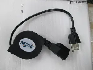 Cables4Computer ZIP-PWR-EX1 Retractable AC Power Extension Cord (6 feet, Black)
