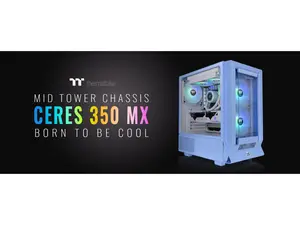 Thermaltake Ceres 350 MX Hydrangea Blue Mid Tower ATX Case; 3 Pre-installed ARGB White Fans; Dual Front Panels; Hidden-Connector Motherboard Compatible; CA-1Z3-00MFWN-00